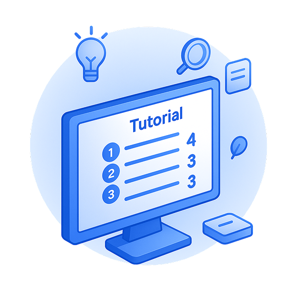 Computer monitor displaying numbered tutorial steps