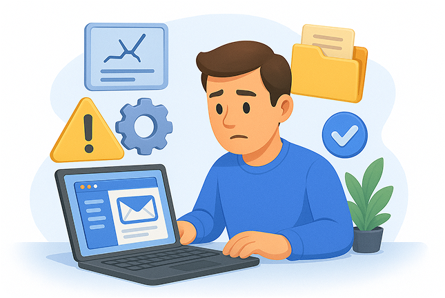 Computer with security shield and checkmark